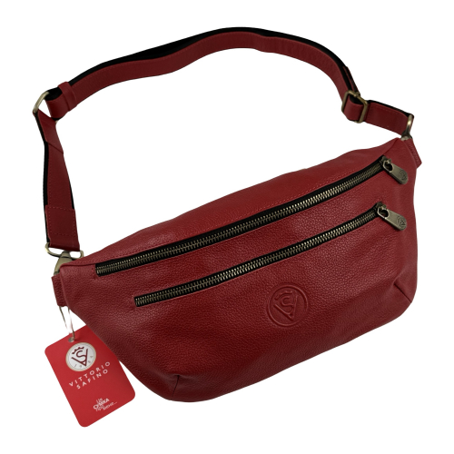 Сумка крос боді жіноча шкіряна Vittorio Safino VS 055 червона Корсика
