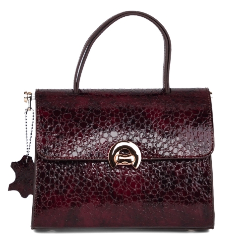 Сумка женская кожаная лакированная Karya 5075-561 марсала