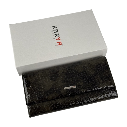 Кошелек женский кожаный лакированный Karya 1071-575 хаки