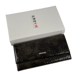 Кошелек женский кожаный лакированный Karya 1071-575 хаки