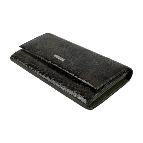 Кошелек женский кожаный лакированный Karya 1071-575 хаки