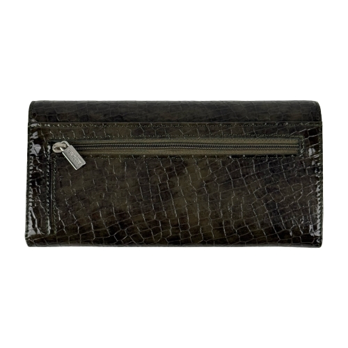 Кошелек женский кожаный лакированный Karya 1071-575 хаки