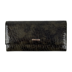 Кошелек женский кожаный лакированный Karya 1071-575 хаки