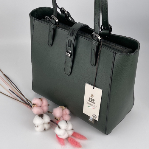 Сумка женская кожаная Genuine Leather 05415 PL14 темно-зеленая