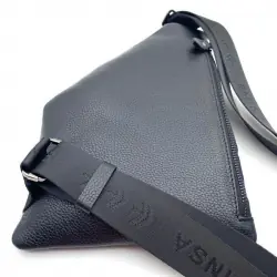 Сумка чоловіча через плече шкіряна Eminsa 6226 18-1 чорна