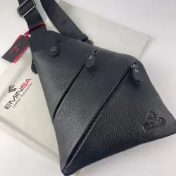 Сумка чоловіча через плече шкіряна Eminsa 6226 18-1 чорна