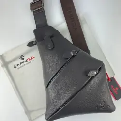 Сумка чоловіча через плече шкіряна Eminsa 6226 18-3 темно-коричнева