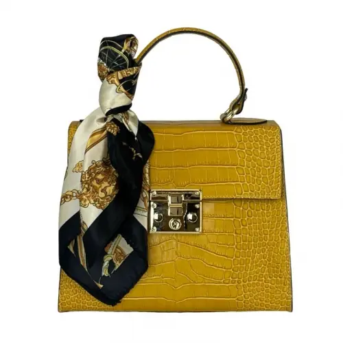 Сумка женская кожаная Genuine Leather 85123CC желто-лимонная