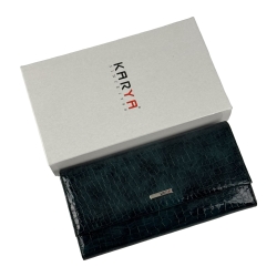 Кошелек женский кожаный лакированный Karya 1071-576 изумрудный