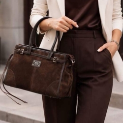 Сумка-тоут женская замшевая Enzo Nori EN1089-1100-KR4 темно-коричневая