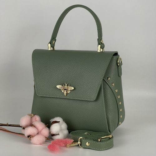 Сумка жіноча шкіряна Genuine Leather 1053 м'ятна​