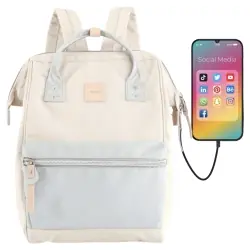 Рюкзак Himawari 1881-27 шампань із блакитною кишенею