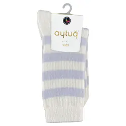 Носки женские Aytug 48003 высокие молочные с голубым Size 36-40