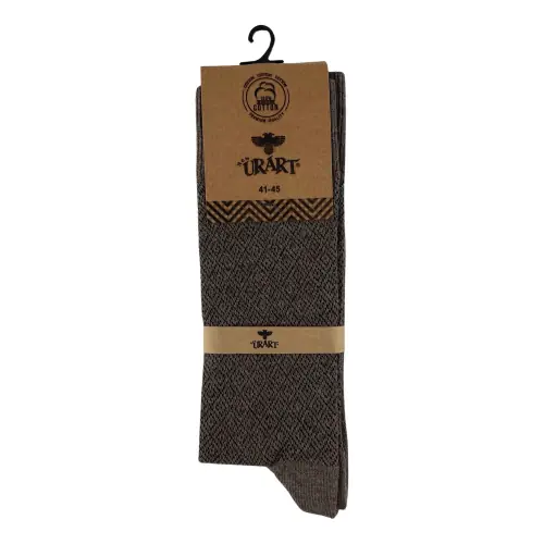 Носки мужские Urart Cotton 7451 (принт ромбы) высокие светло-коричневые Size 41-45