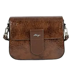 Сумка кросс-боди женская кожаная лакированная Karya 5068-557 коричневая