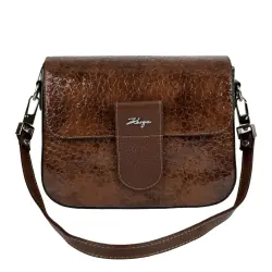 Сумка кросс-боди женская кожаная лакированная Karya 5068-557 коричневая