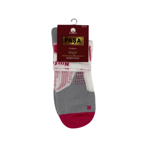 Носки женские Pasa Exclusive Cotton 015 бело-серо-розовый Size 36-40