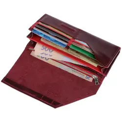 Кошелек женский кожаный Grande Pelle Festa 513161 бордовый (кожа Crazy Horse)