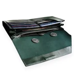 Кошелек женский кожаный Grande Pelle Festa 513391 изумрудный (кожа глянцевая)