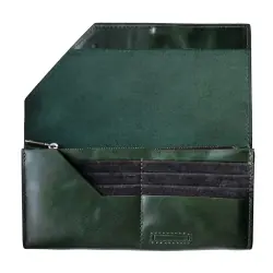 Кошелек женский кожаный Grande Pelle Festa 513391 изумрудный (кожа глянцевая)