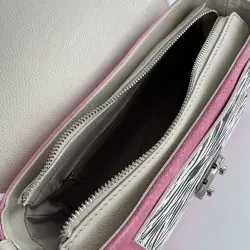 Сумка жіноча шкіряна Vito Torelli 1049 6034/6035/4034/2122/2800 рожева з бежевими вставками та під зебру