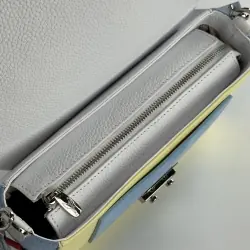 Сумка жіноча шкіряна Vito Torelli 1049 6016/4070/2120/2087/1005 блакитна з жовтими та білими вставками