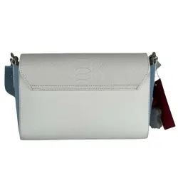 Сумка жіноча шкіряна Vito Torelli 1049 6016/4070/2120/2087/1005 блакитна з жовтими та білими вставками