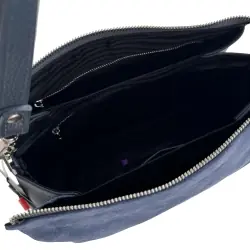 Сумка жіноча шкіряна Vito Torelli 1065 6031/1082 синя із замшевою вставкою