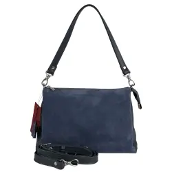 Сумка жіноча шкіряна Vito Torelli 1065 6031/1082 синя із замшевою вставкою