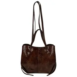 Сумка жіноча шкіряна лакована Karya 2573-557 коньяк