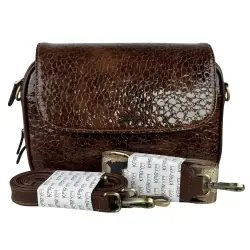 Сумка женская кожаная лакированная Karya 2567-557 коньяк