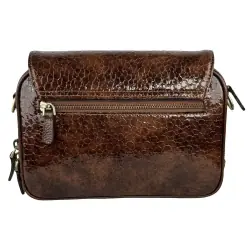 Сумка женская кожаная лакированная Karya 2567-557 коньяк