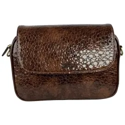 Сумка женская кожаная лакированная Karya 2567-557 коньяк