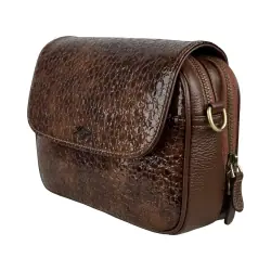 Сумка женская кожаная лакированная Karya 2567-557 коньяк