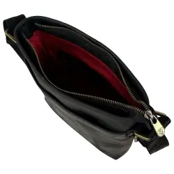 Чоловіча шкіряна сумка через плече Vittorio Safino VS 013 чорна матова Крейзі