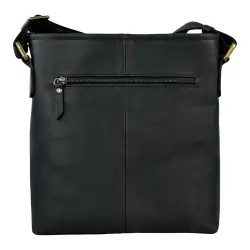Чоловіча шкіряна сумка через плече Vittorio Safino VS 013 чорна матова Крейзі