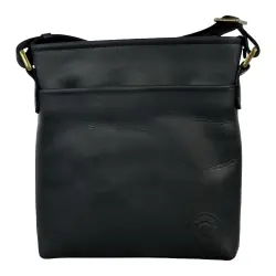 Чоловіча шкіряна сумка через плече Vittorio Safino VS 013 чорна матова Крейзі