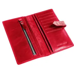 Кошелек женский кожаный Grande Pelle 524660 красный (кожа глянцевая)