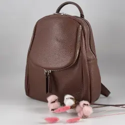 Рюкзак женский кожаный Genuine Leather 759281 коричневый