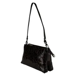 Сумка женская кожаная лакированная Karya 5072-654 темно-коричневая