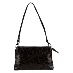 Сумка женская кожаная лакированная Karya 5072-654 темно-коричневая