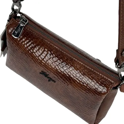 Сумка жіноча шкіряна лакована Karya 5070-557 коньяк