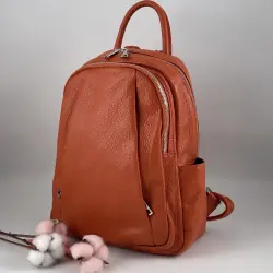 Рюкзак женский кожаный Genuine Leather 543311 оранжевый