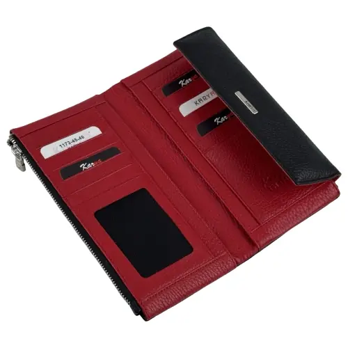 Гаманець жіночий шкіряний Karya 1173-45-46 чорний (всередині червоний)