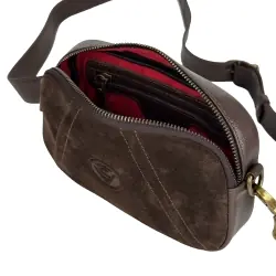 Сумка женская кожаная с замшевой вставкой Vittorio Safino VSL 001 коричневая