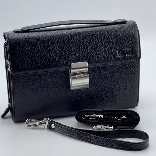 Сумка-барсетка мужская кожаная Bond Non 888-281 черная