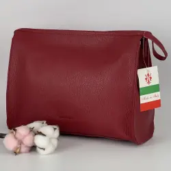 Косметичка женская кожаная Genuine Leather 6521 красная
