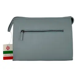 Косметичка женская кожаная Genuine Leather 6521 светло-голубая