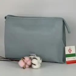 Косметичка женская кожаная Genuine Leather 6521 светло-голубая