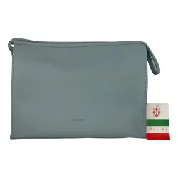 Косметичка женская кожаная Genuine Leather 6521 светло-голубая